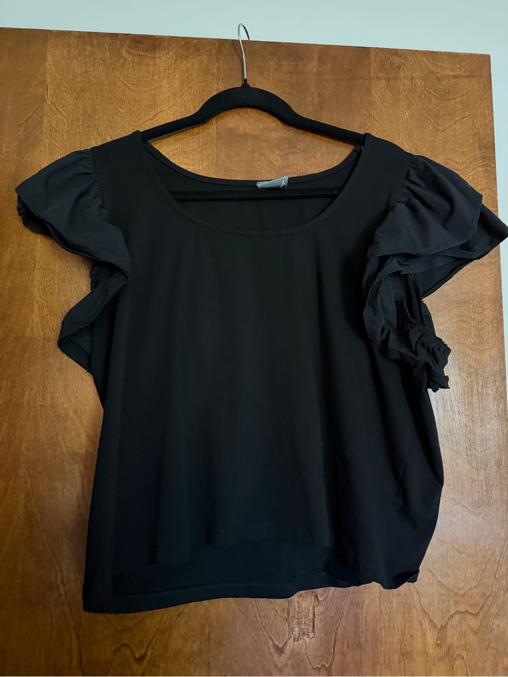 Arula Black Ruffle Sleeve Women's Top